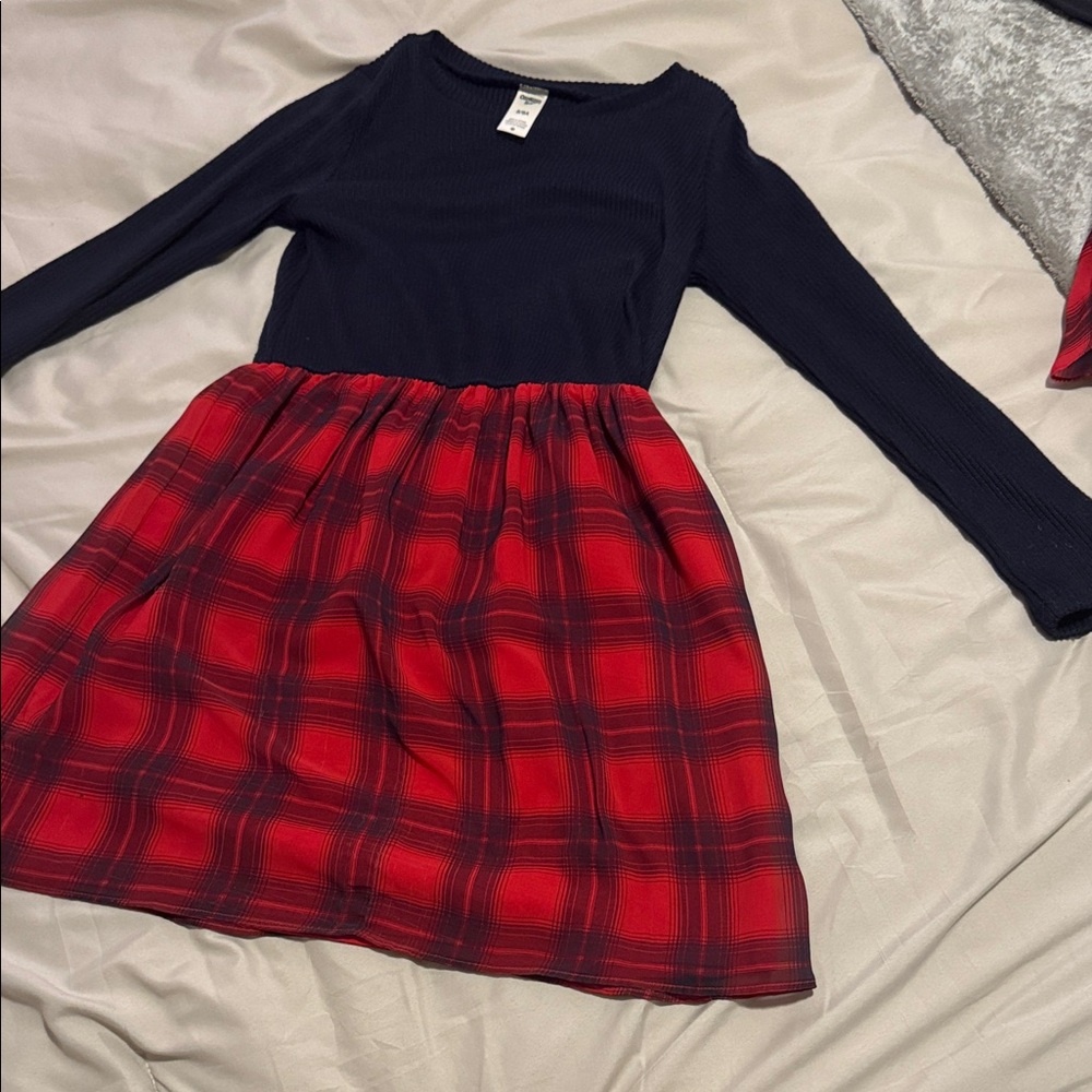 Stylish Red Plaid and Black Kids Dress